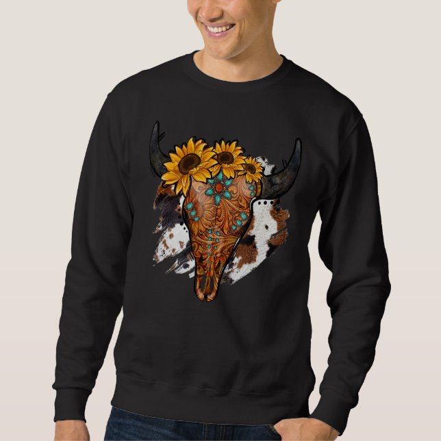Sudadera Calavera De Toro De Cuero Instrumentado Occidental (Anverso)