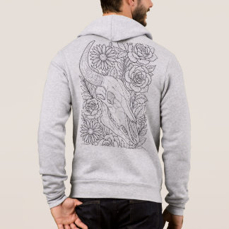 Sudadera Calavera de vaca entre flores de pradera