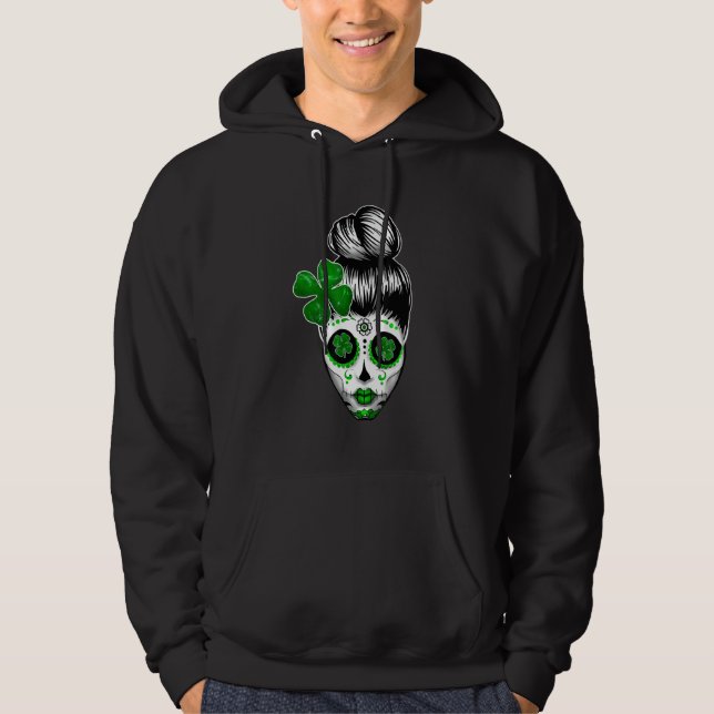 Sudadera Calavera del azúcar St Patricks Day Mujeres (Anverso)