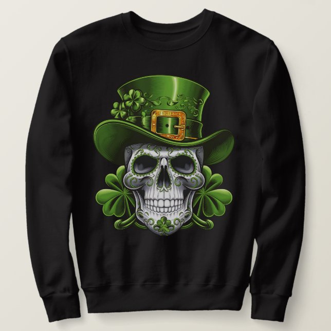 Sudadera Calavera Día de San Patricio Trébol (Anverso del diseño)