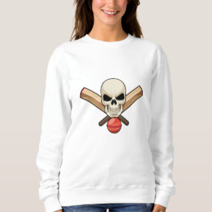 Sudadera Calavera en el críquet con bate de críquet