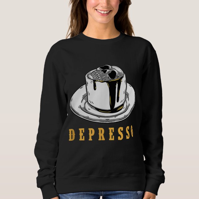 Sudadera Calavera En Una Copa Depresso Funny Skull Bones Ca (Anverso)