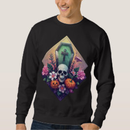 Sudadera Calavera floral de ataúd con calabaza