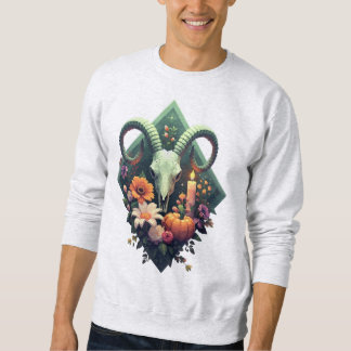 Sudadera Calavera floral de cabra con calabaza y vela