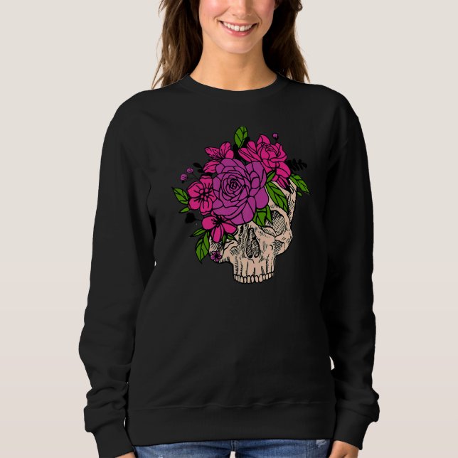 Sudadera Calavera floral Flor Skull Motivador con (Anverso)