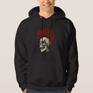 Sudadera Calavera Punk Con Cabello Rojo Mohawk Estilo Rock