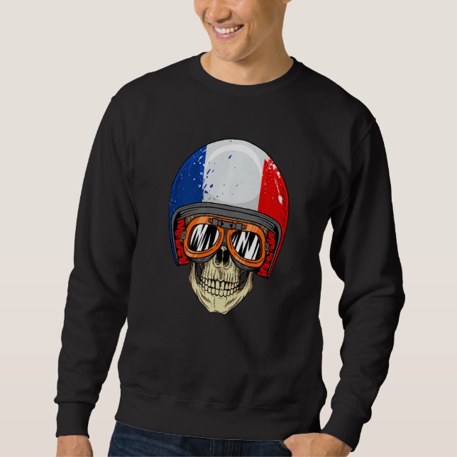 Sudadera Calavera salvaje con casco con bandera de Francia (Anverso)