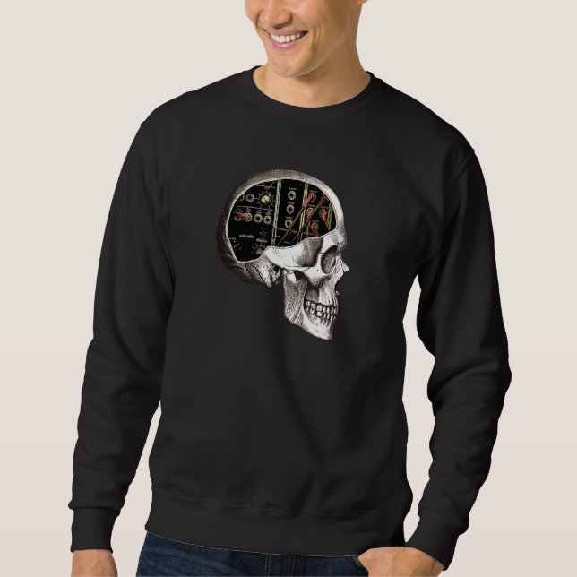 Sudadera Calavera sintetizadora modular analógica para nerd (Anverso)
