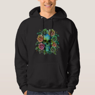 SUDADERA CALAVERA VERDE DE LA MUERTE CON FLORES
