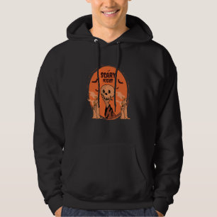 Sudadera Calavera y murciélago de Halloween en noche espant