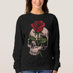 Sudadera Calavera y rosa roja gótico oculto tatuaje emo mot
