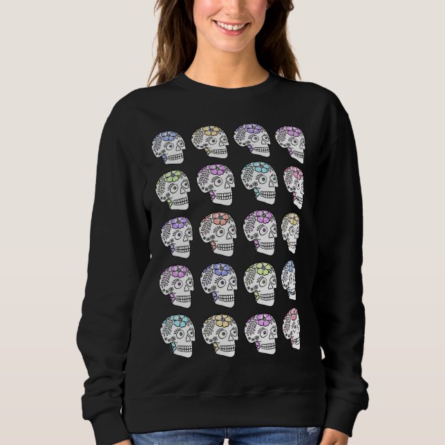 Sudadera Calaveras de azúcar con flores (Anverso)
