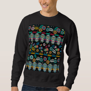 Sudadera Calaveras tribales de Boho: patrón colorido.