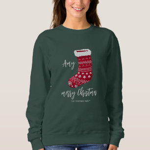 Sudadera Calcetín de Navidad rojo con apellido
