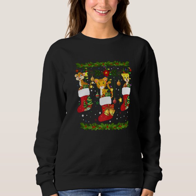 Sudadera Calcetines de Navidad de Guepardo Luces de Navidad (Anverso)