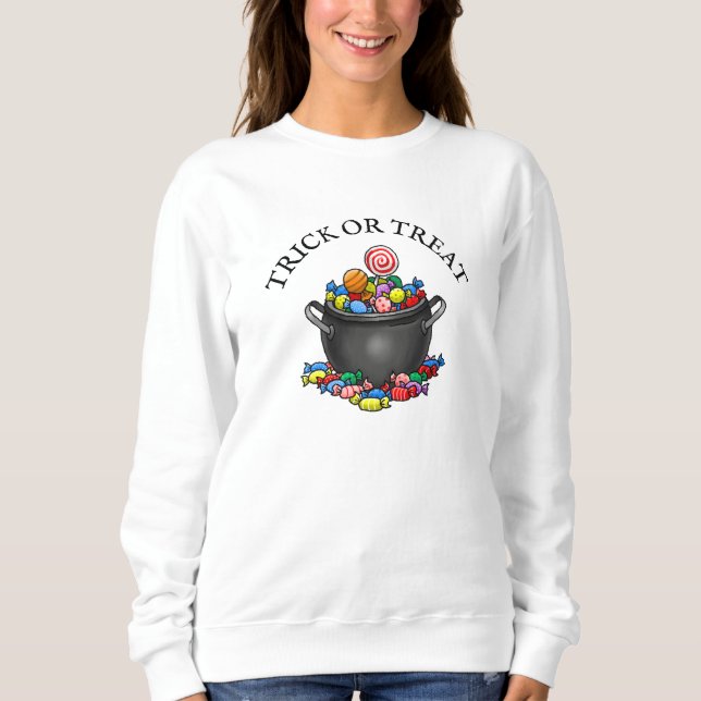 Sudadera Caldero de dulces de truco o trato (Anverso)