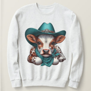 Sudadera Calf Adorable en Gorra de Vaquero y Bandana