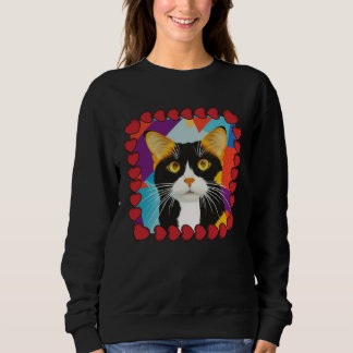 Sudadera Calico Cat Cute Cat in Frame of Hearts Pop
