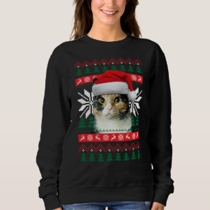 Sudadera Calico Cat Ugly Navidades Sweet Style Santa Hat