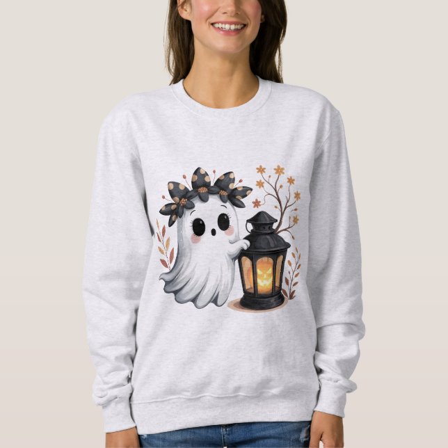 Sudadera Cálido y lindo Ghost Halloween Sweatshirt (Anverso)