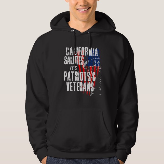Sudadera California saluda A Sus Patriotas Y Veteranos Amer (Anverso)