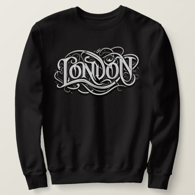 Sudadera Caligrafía Metalizado pesada de Londres - Metalhea (Anverso del diseño)