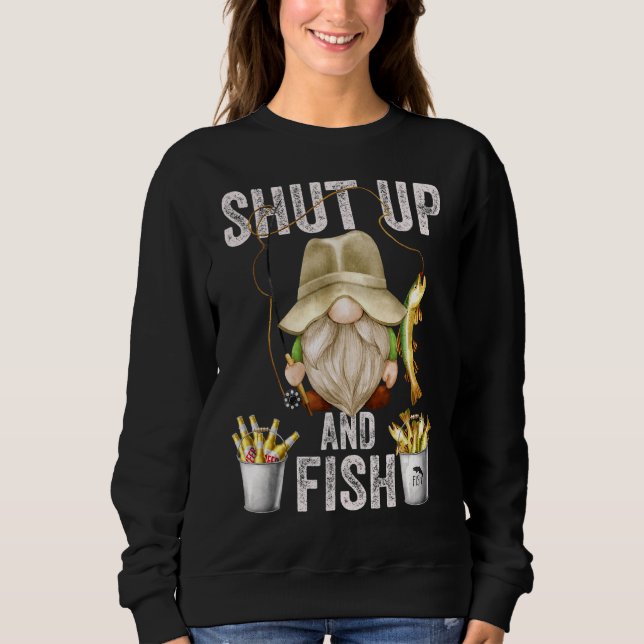 Sudadera Cállate Y Gnome De Pescado Para Los Hombres Abuelo (Anverso)