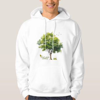 Sudadera Calm Greens Watercolor Tree Quote