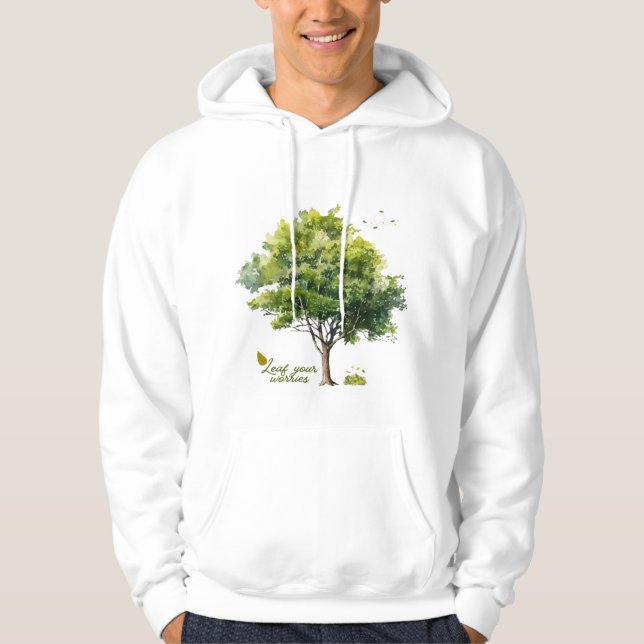 Sudadera Calm Greens Watercolor Tree Quote (Anverso)