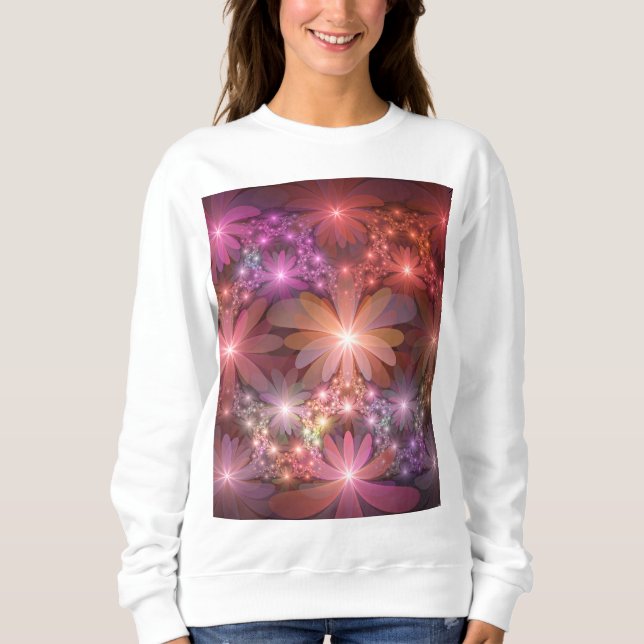 Sudadera Cama De Flores Coloridas Brillantes Resumen Arte F (Anverso)