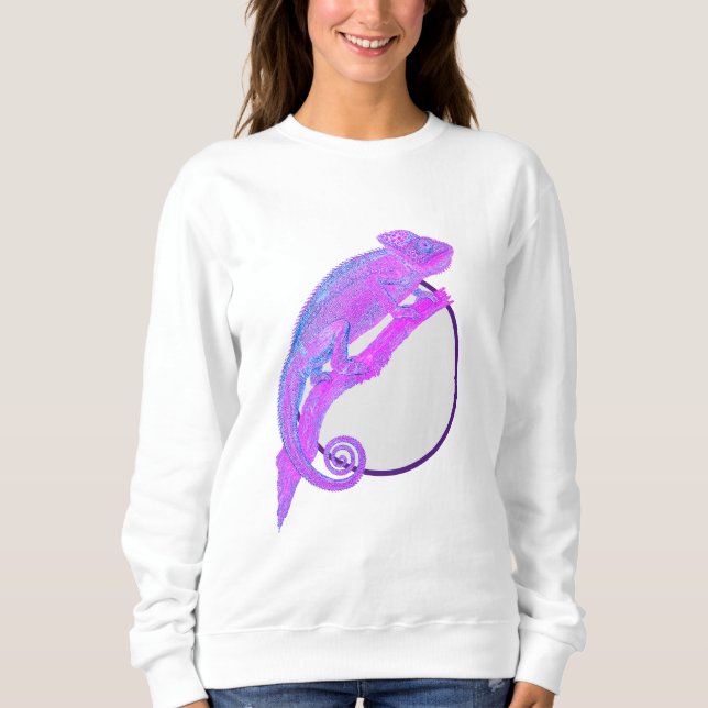 Sudadera Camaleón arcoiris con marco circular (Anverso)