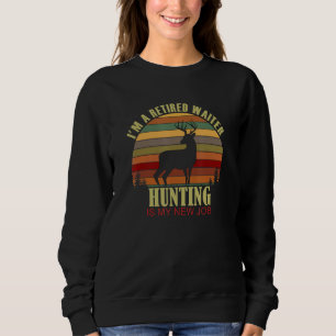 Sudadera Camarero Jubilado Ciervo Atardecer Retro Cazando N