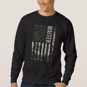 Sudadera Camarero Premium de Bandera Estadounidense Vintage
