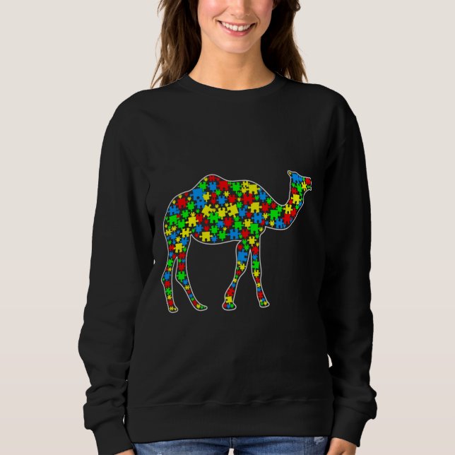 Sudadera Camel Funny Puzzle Animals Autism Awareness (Anverso)