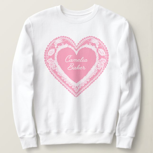 Sudadera Camelia Baker Pink Lace Heart (Anverso del diseño)