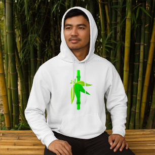 Sudadera Caminata verde de bambú con hojas tropicales