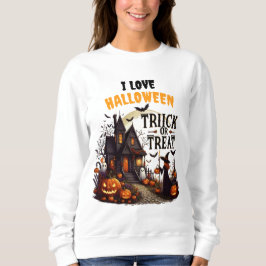 Sudadera Camino de casa embrujado lleno de calabazas y fant