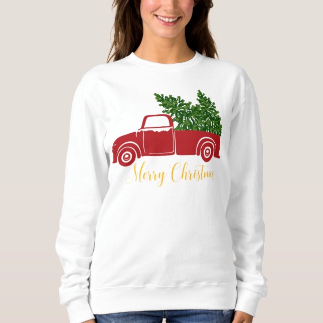 Sudadera Camión de árbol de Navidad Camisas suaves de las m (Anverso)