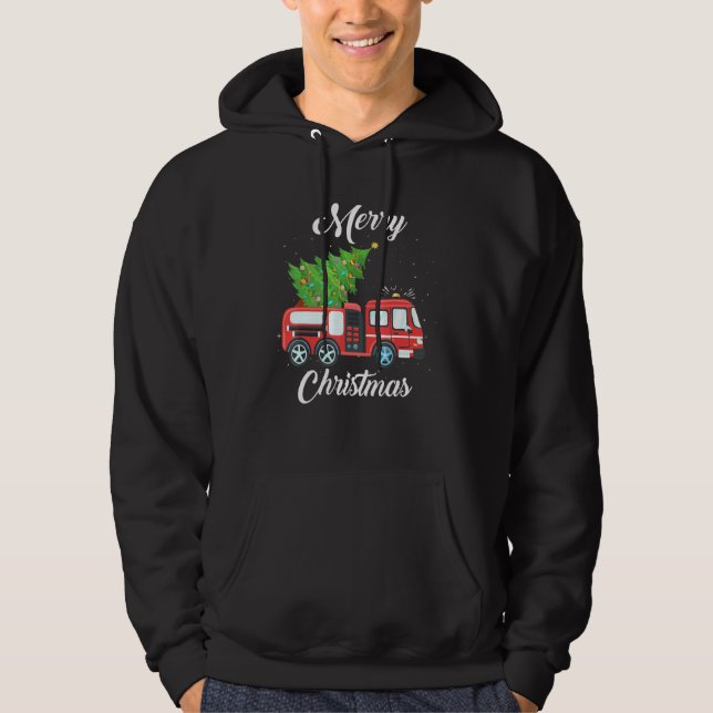 Sudadera Camión de Bomberos Árbol de Navidad Bombero (Anverso)