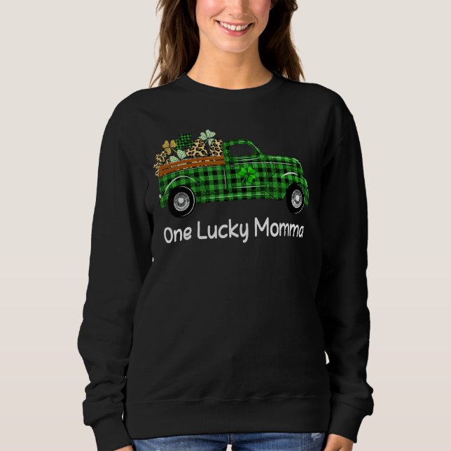 Sudadera Camión de chapa verde de Momma afortunado Shamrock (Anverso)
