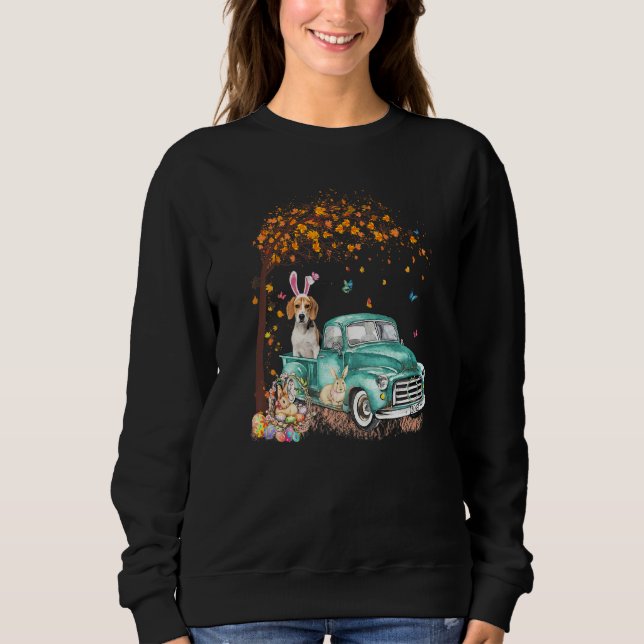 Sudadera Camión de conejo de perro beagle Hippie Hunt Egg T (Anverso)