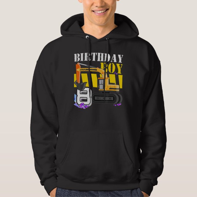 Sudadera Camión de construcción Excavadora 8 cumpleaños niñ (Anverso)