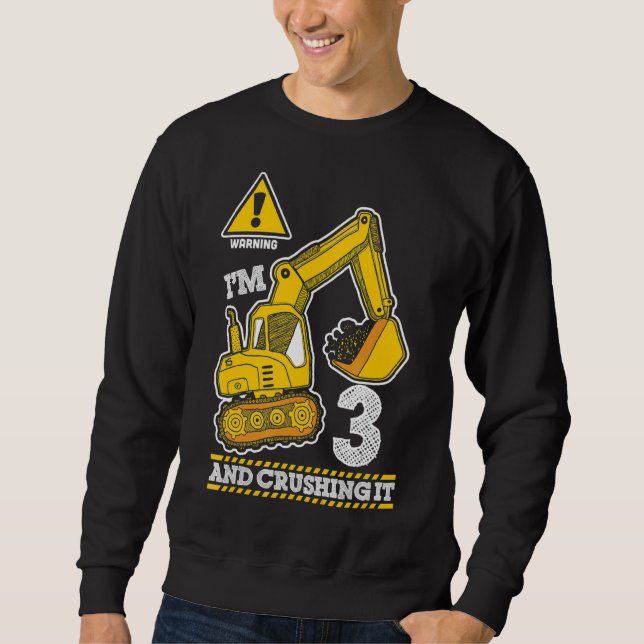 Sudadera Camión de construcción tercer cumpleaños excavador (Anverso)