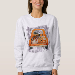 Sudadera Camión de recolección de naranja de Halloween con 