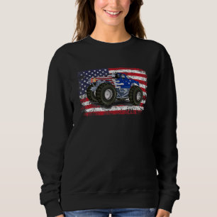 Sudadera Camión Monstruo Bandera De EE. UU. Patriótico Chic