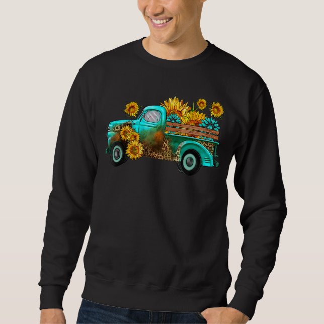 Sudadera Camión piel de vaca Leopard con Sunflower Western  (Anverso)