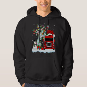 Sudadera Camión Rojo Árbol de Navidad Encender Santa Hat Re