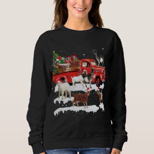 Sudadera Camión Rojo Cabra Camión Feliz Navidad Granjero X-