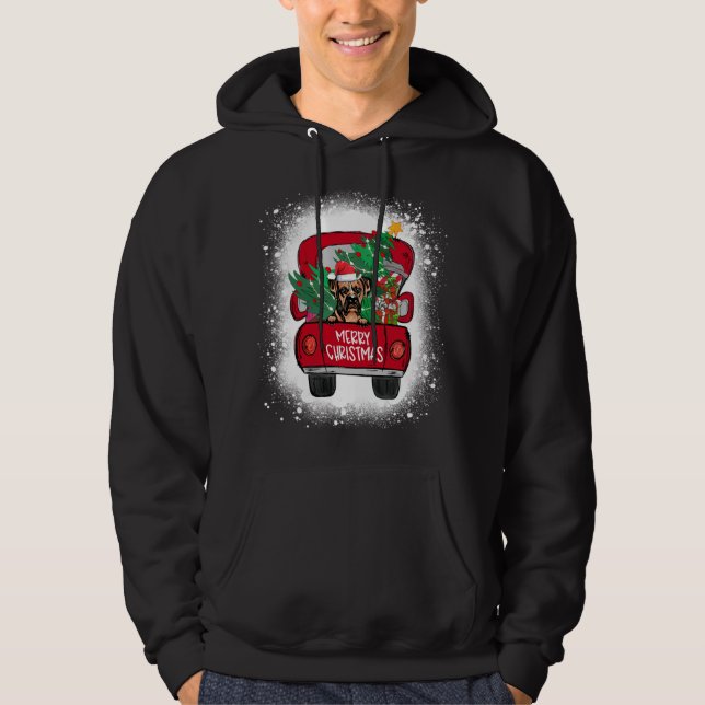 Sudadera Camión rojo de boxeador lindo Navidad blanqueado (Anverso)