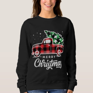 Sudadera Camión rojo de granja de estilo vintage con árbol
